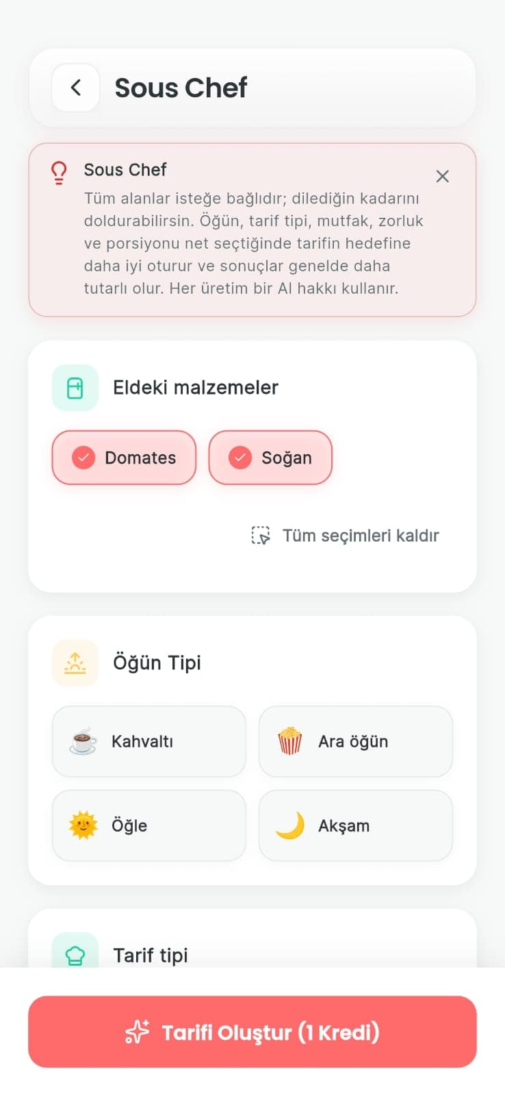 Malzemeye Göre Tarifler